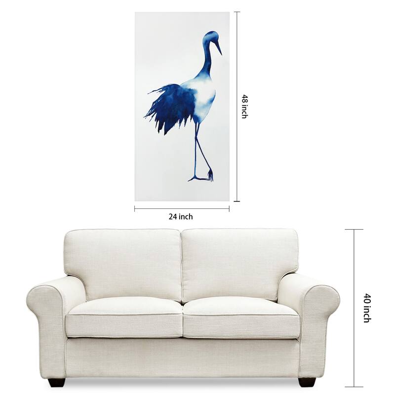 "Ink Drop Crane 1" Frameless Free Floating Tempered Glass Panel Graphic Wall Art