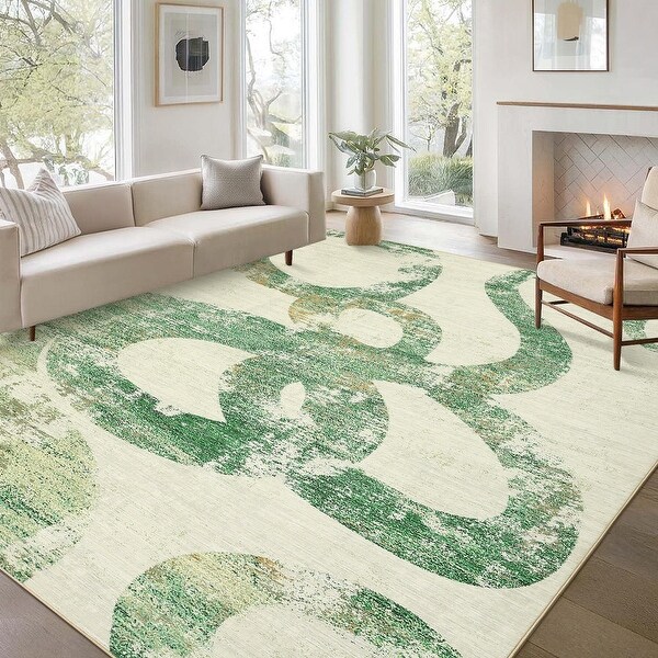 Garvee Modern Washable Swirl Area Rug - On Sale - Bed Bath