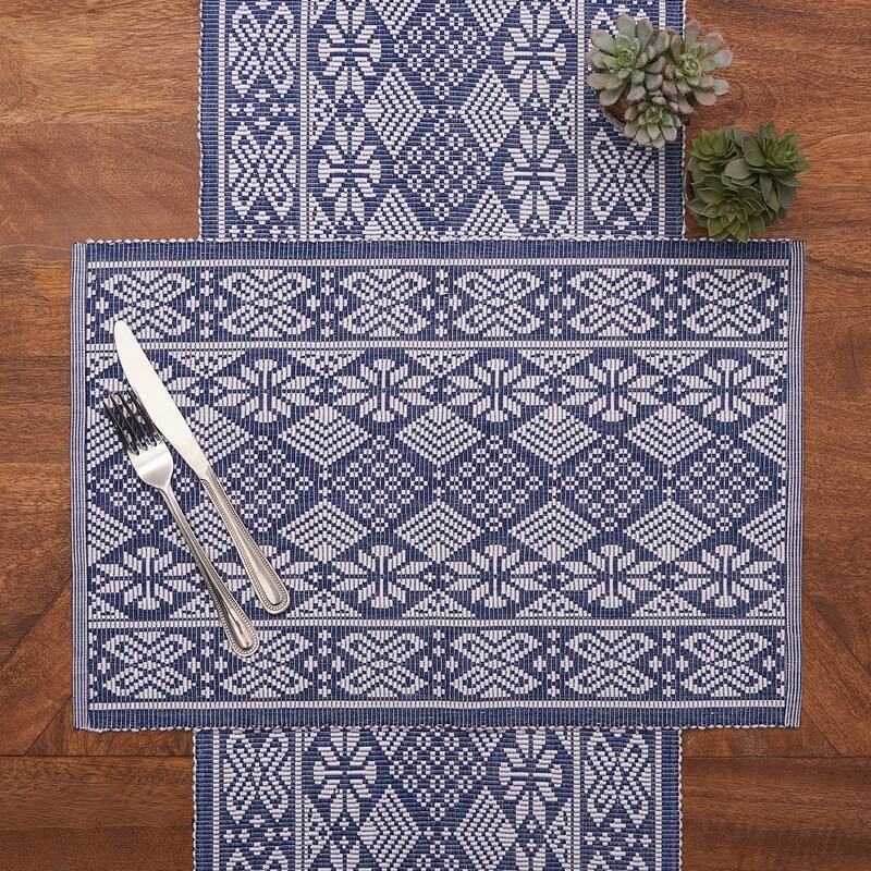 Scandinavian Jacquard Cotton Woven Placemats - Set of 6