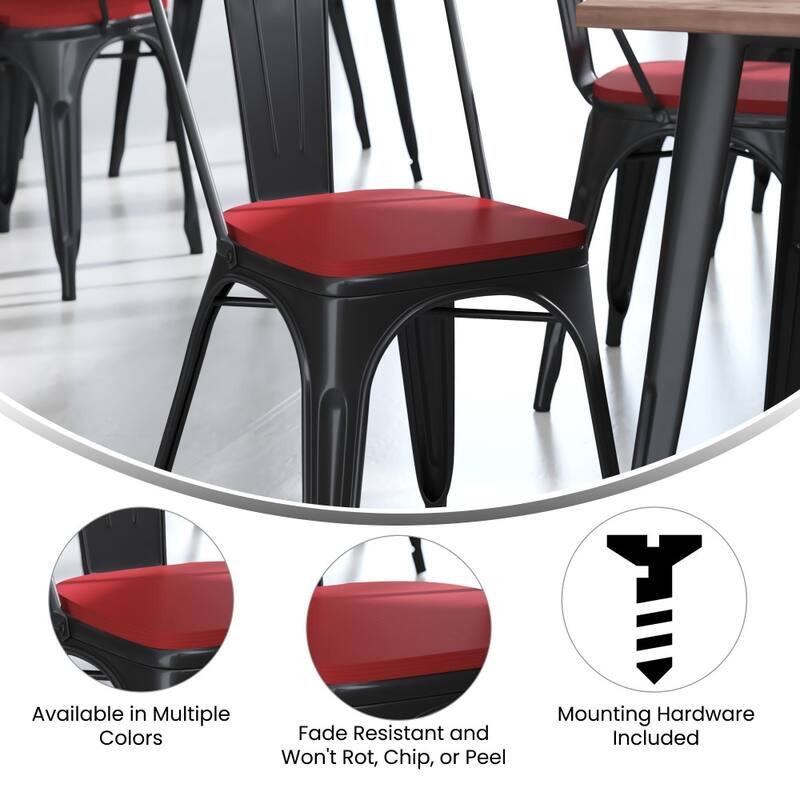 All-Weather Polyresin Seat for Colorful Metal Stools and Chairs-4 Pack