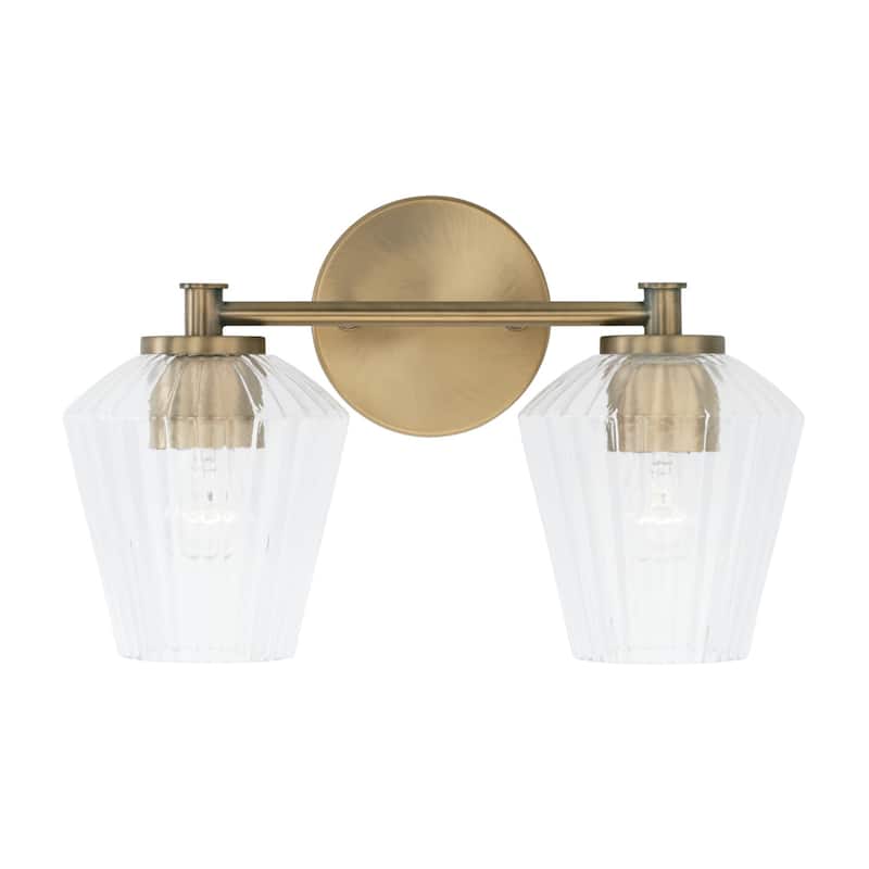 2-light 15-inch Bath/ Vanity Fixture w/ Clear Fluted Glass