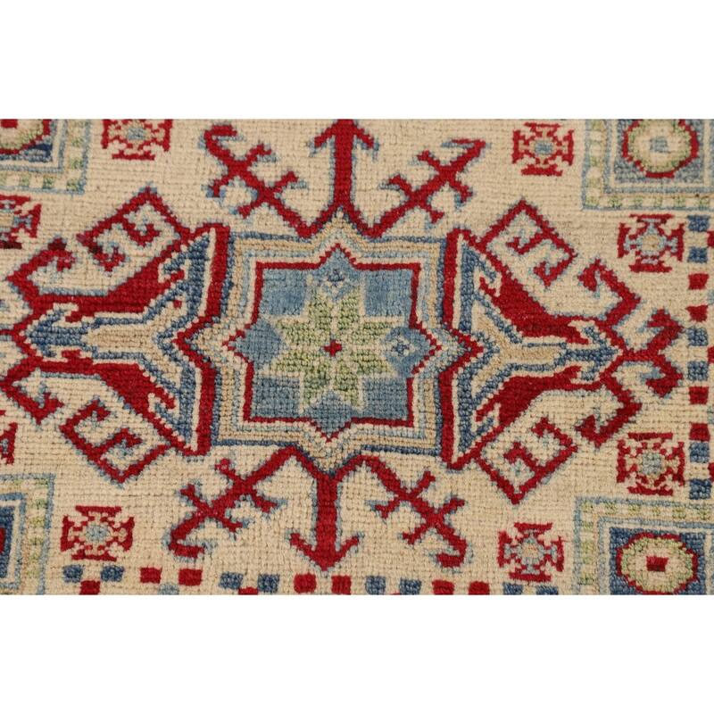 Blue Kazak Oriental Area Rug Handmade Floral Wool Carpet - 4'11" x 6'10"