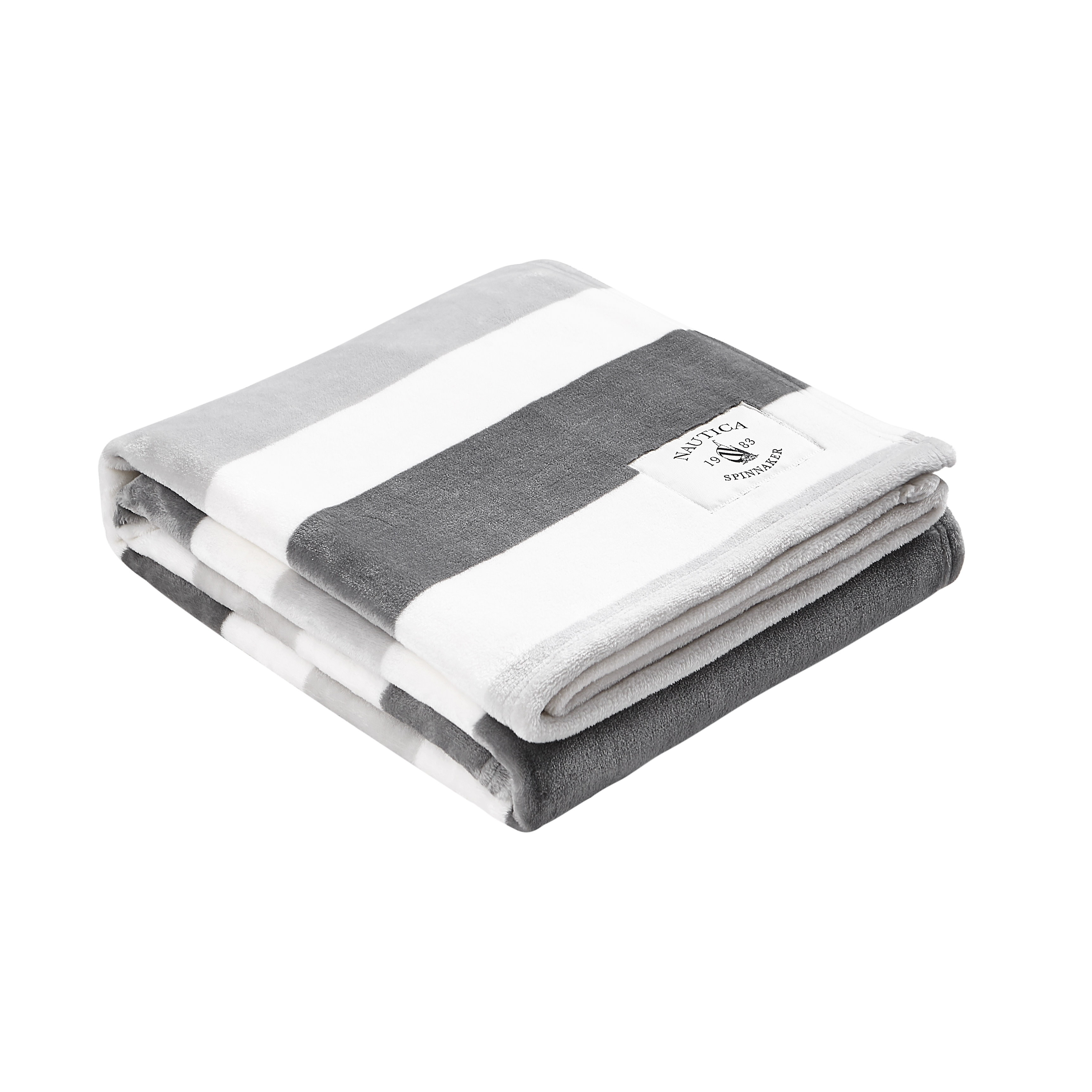 Nautica Awning Stripe Ultra Soft Plush Throw Blanket
