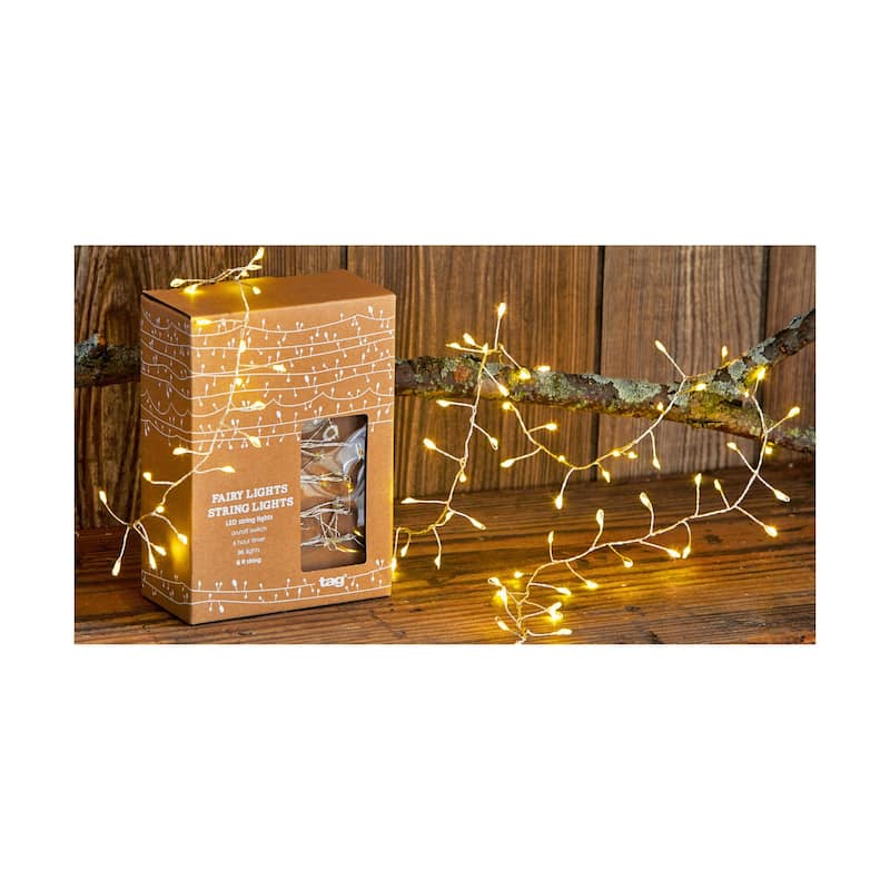 Gold Fairy String Lights - LED Indoor Decorative Lighting for Christmas - 72" Long, 1.5" High, Plastic