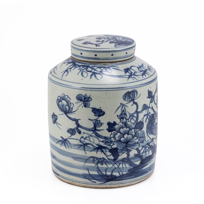Dynasty Tea Jar Bird Floral Motif Small