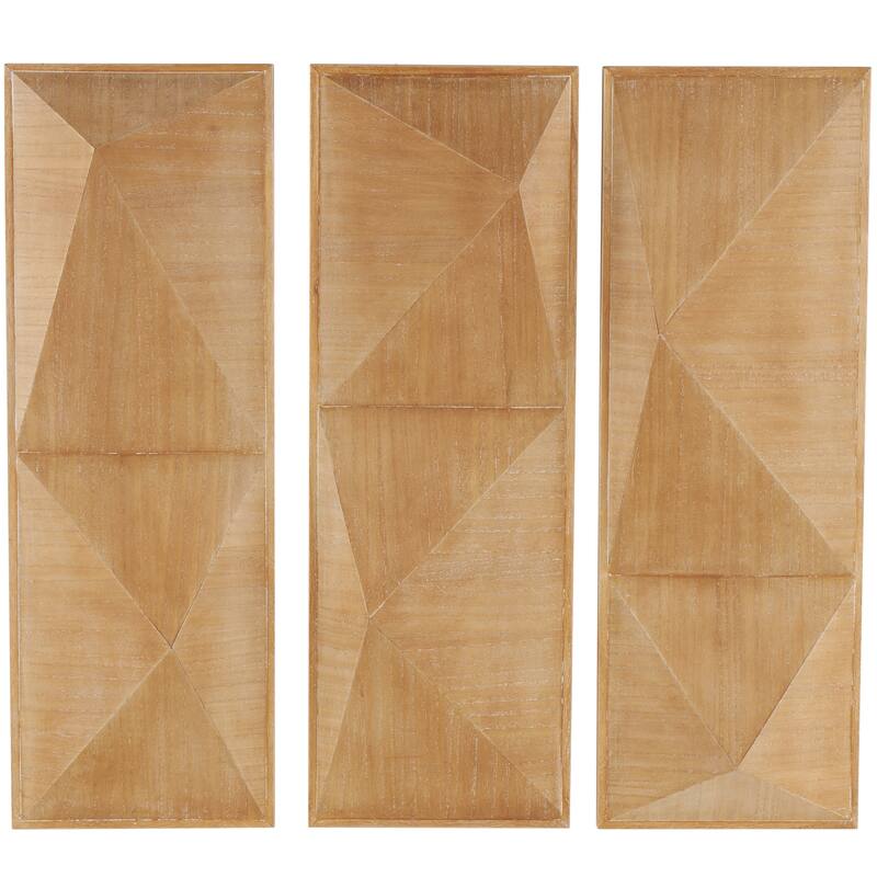 Wood Geometric 3D Home Wall Decor - Set of 3 Brown - Roche River Decor - Brown