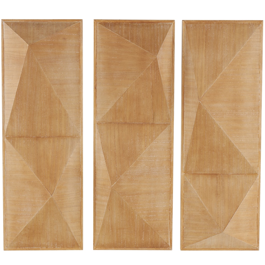 Wood Geometric 3D Home Wall Decor - Set of 3 Brown - Roche River Decor