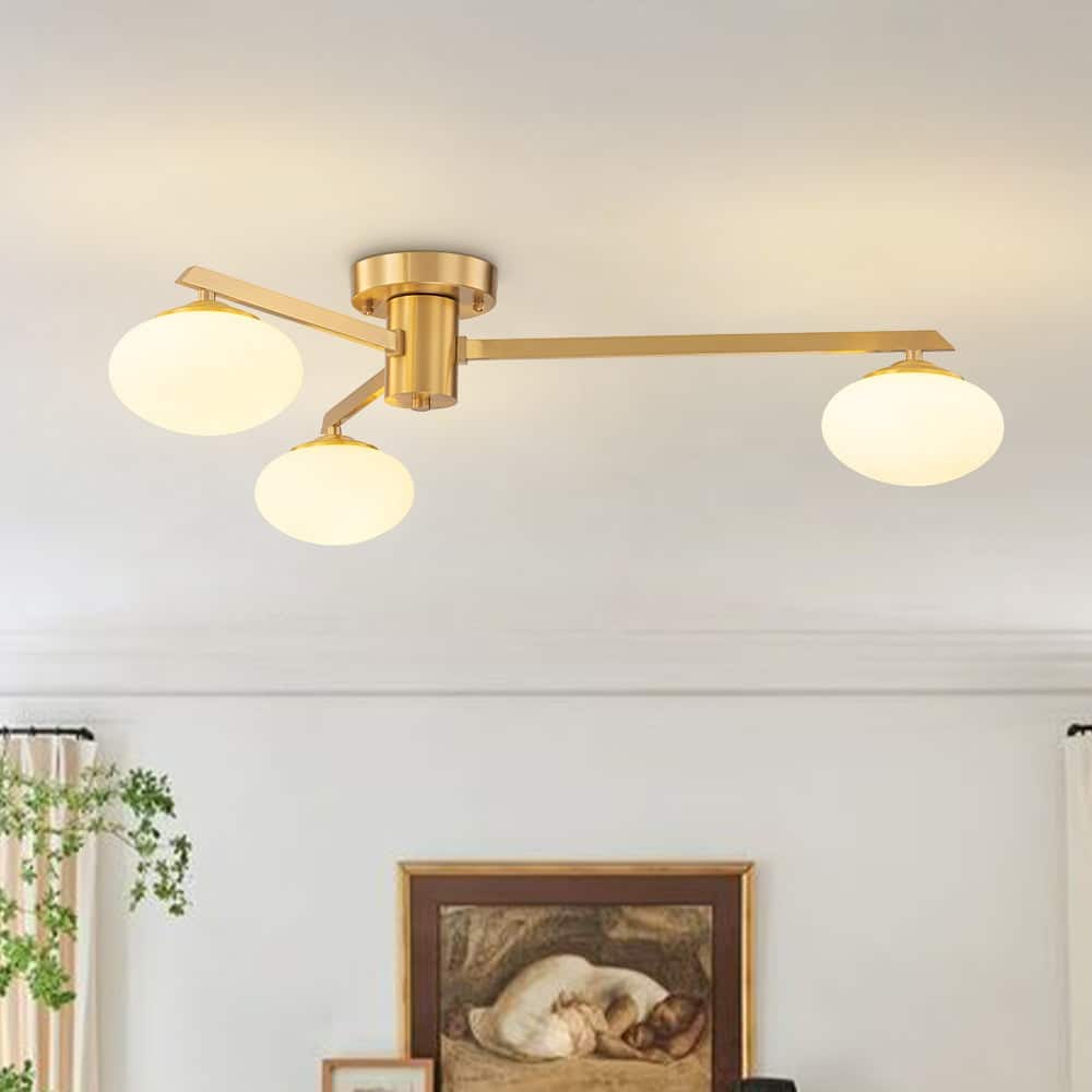 Modern Ellipse Glass Sputnik Chandelier Convertible to Semi-flush Mount
