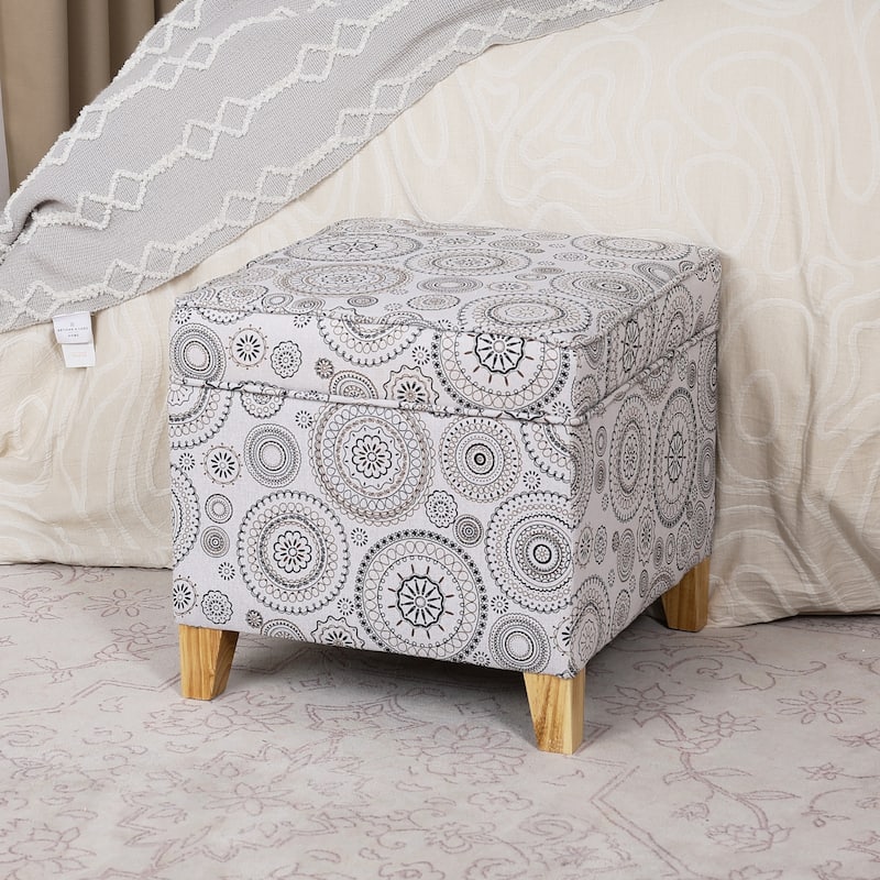 Adeco Square Storage Ottoman 17 inch Footstool