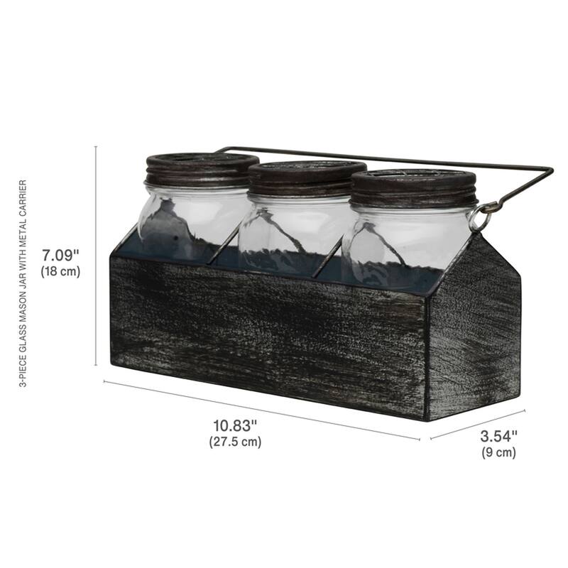 Elements Metal Carrier with Glass Mason Jars