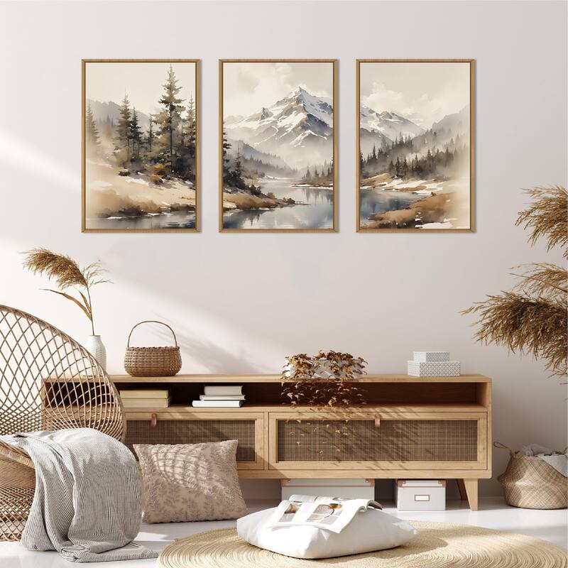 Foggy Pine Tree Wall Decor, Winter Landscape Wall Painting