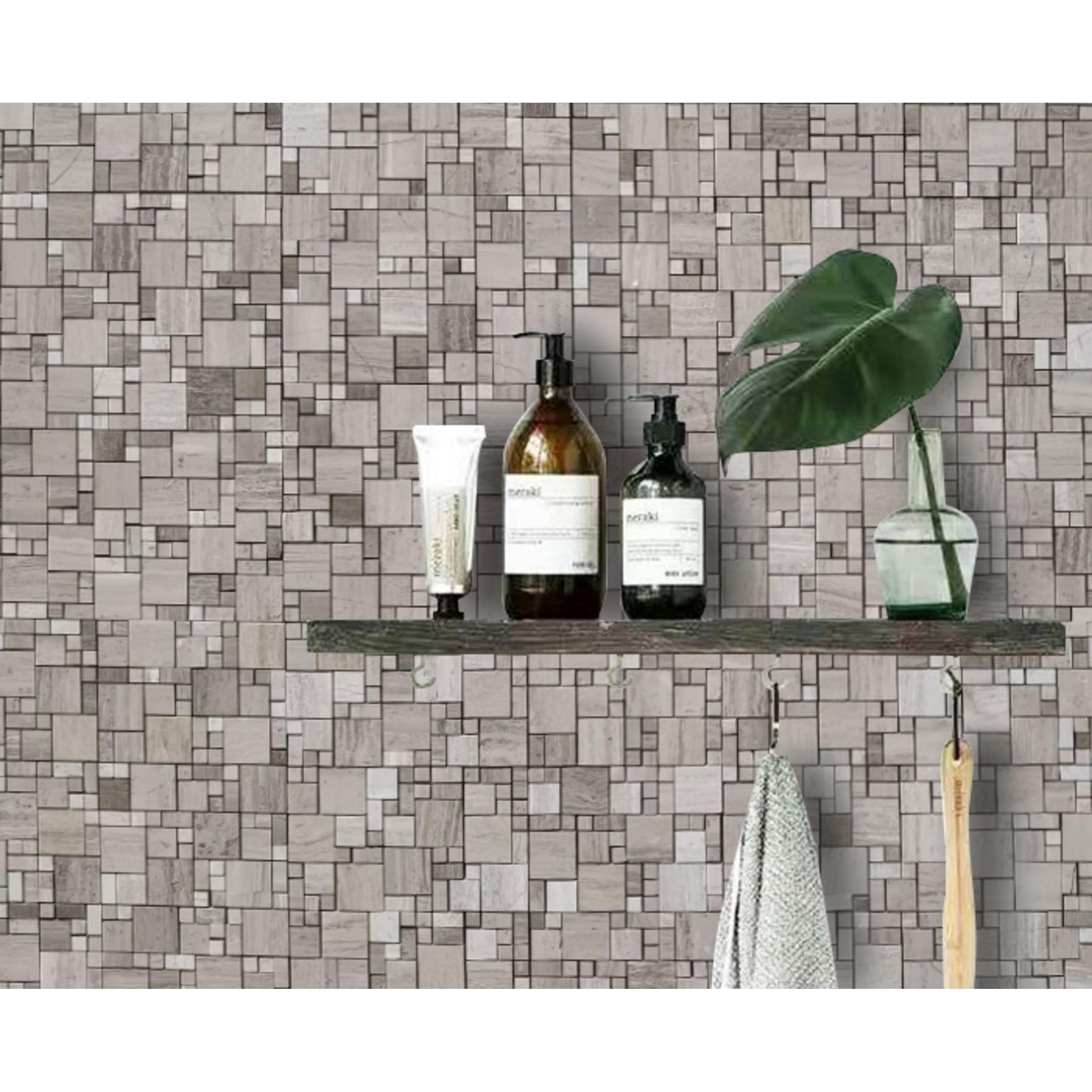 Kitchen Backsplash Peel and Stick Mosaic Tile - Linear blend | STICKGOO