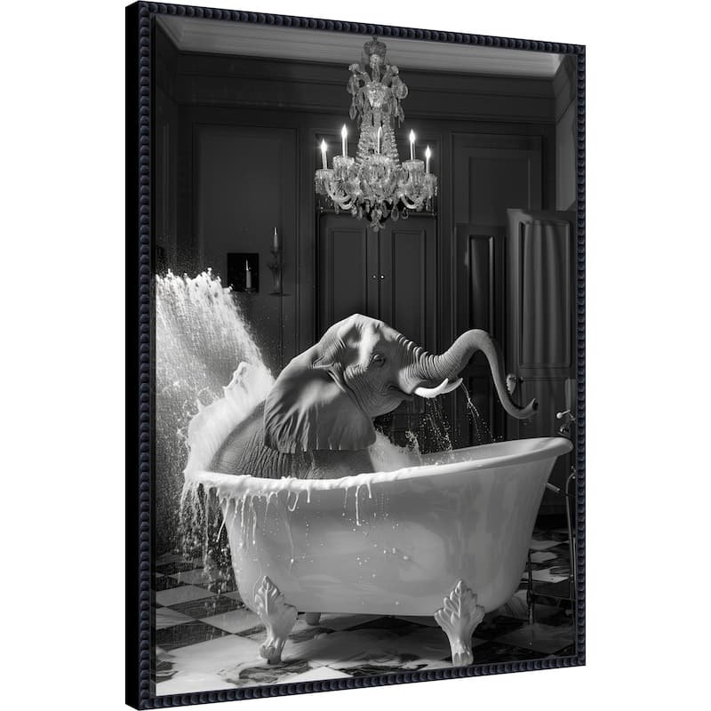 Big Elephant Splash by Niky Rahner Framed Canvas Wall Art
