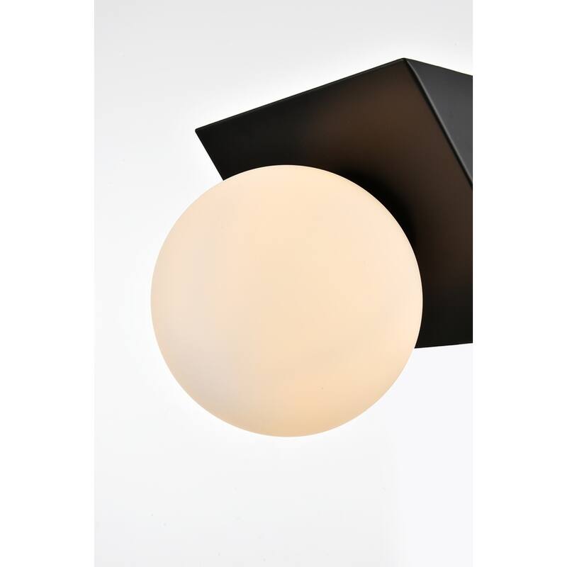 Jinzo 1 Light Black and Frosted White Bath Sconce