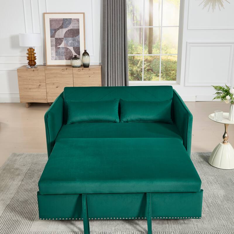 Adjustable Backrest Sleeper Sofa Bed with Storage, Sofa Couch Lounge Sofa Settee Couch with Pull-Out Bed