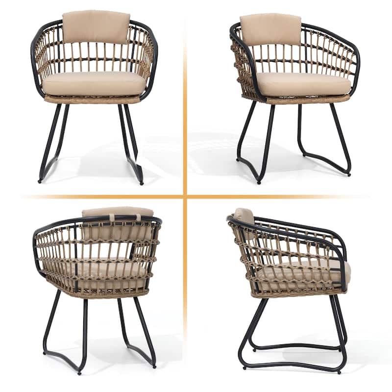 11-Piece Outdoor Dining Set Aluminum Dining Table with Cushioned PE Rattan Chairs