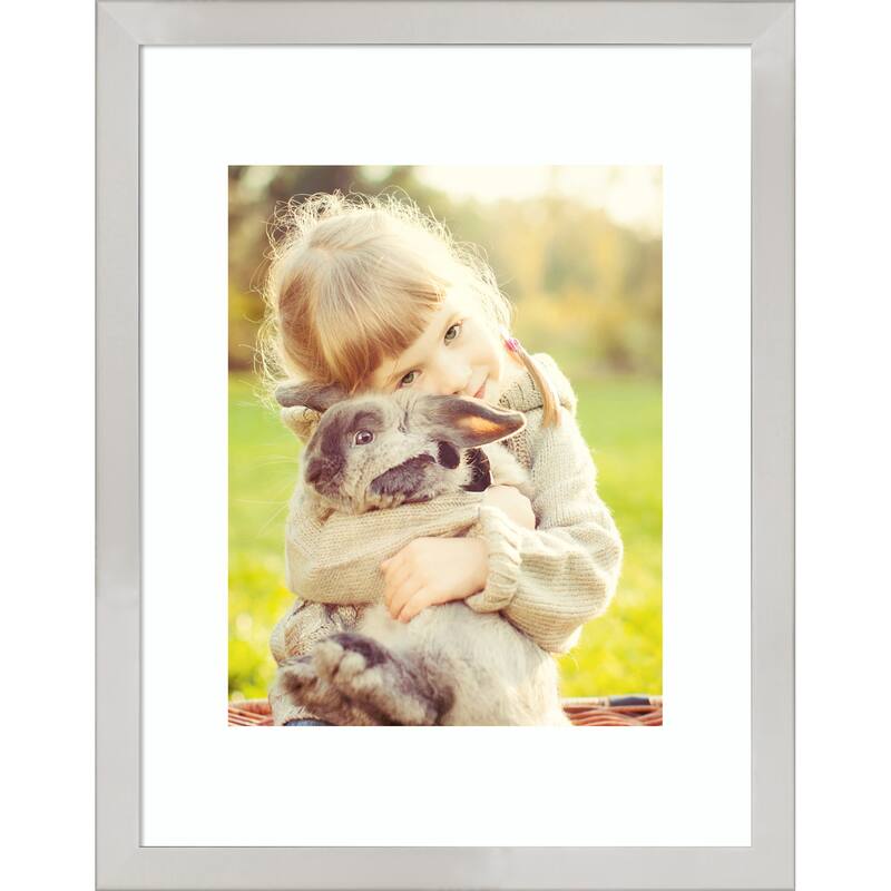 Svelte Clay Grey Framed Picture Frame, Photo Frame - 11x14 Matted White 8x10 - Svelte Silver