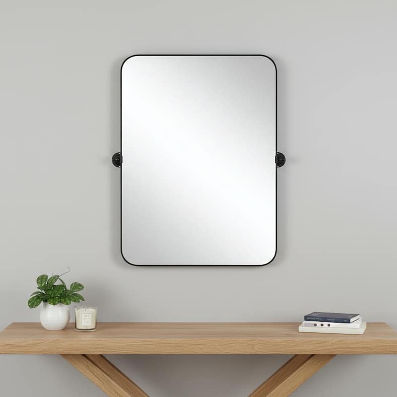 HomeRoots 36" Black Metal Tilting Framed Accent Mirror - 23.97 in. x 35.76 in. x 0.79 in. - 23.97 in. x 35.76 in. x 0.79 in.