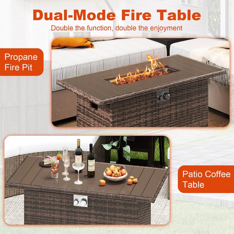 Costway 44.5" Propane Fire Pit Table with Metal Slatted Tabletop & - See Details