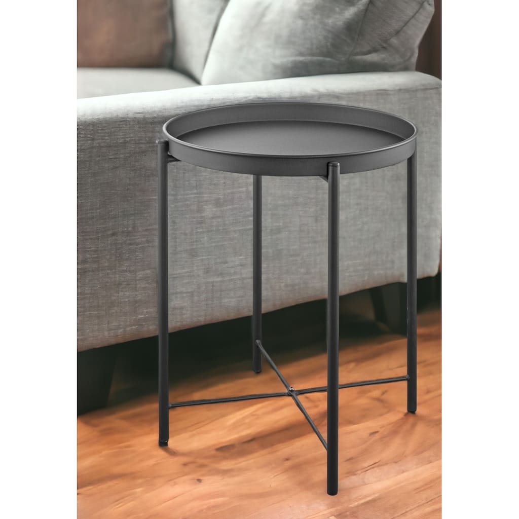 HomeRoots 21" Gray Aluminum Round End Table - 17' X '21' X '17