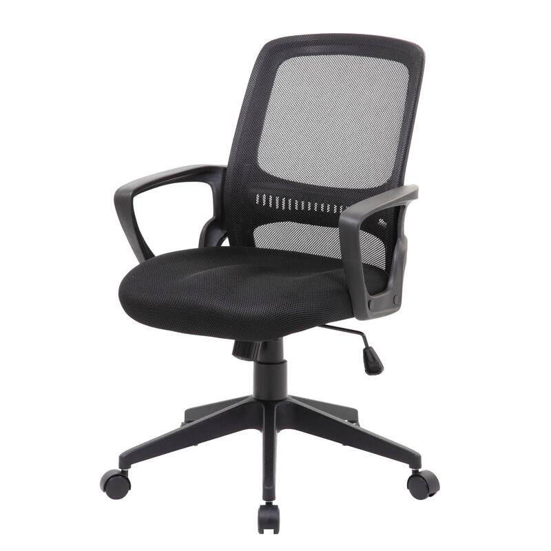 Rolling Task Chair, Black Mesh, Tilt Tension and Spring Tilt, Loop Arms