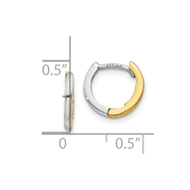 Curata 10k Two Tone Gold Mini Round Hinged Hoop Earrings - 7x1.5mm