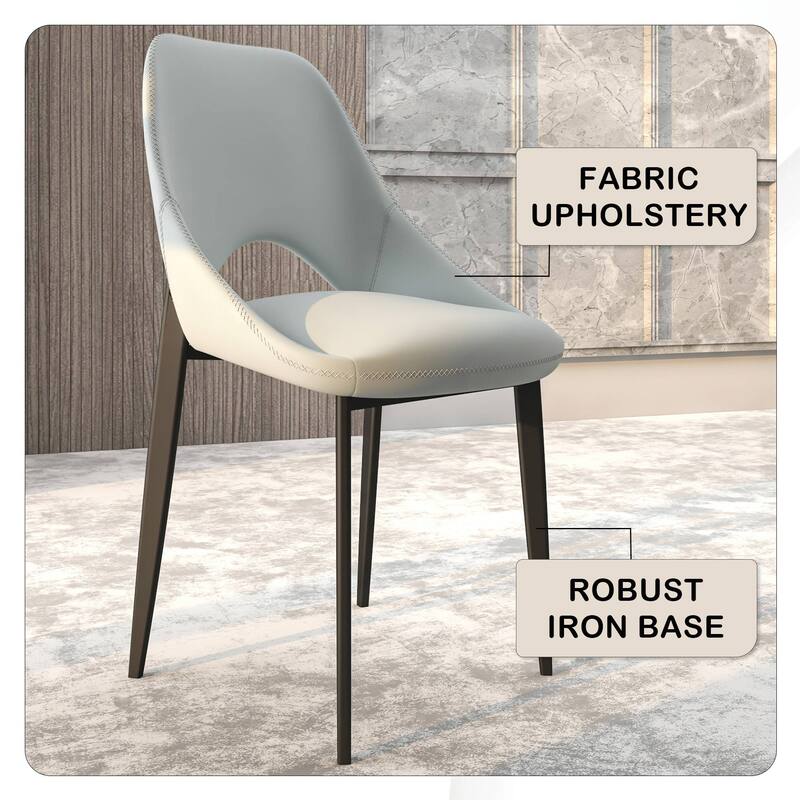 Amalfi Set of 2 Dining Chairs- Elegant Mid-Century Modern Chair w Open Back & Metal Legs for Kitchen, Dining Room & Small Spaces
