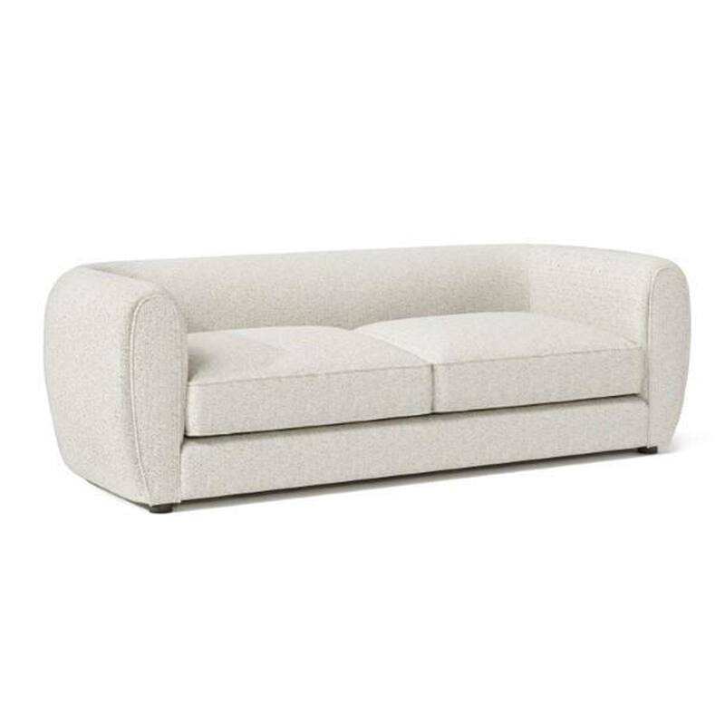 Dly Sofa, Off White Boucle Seat, Welt Trim, 87 Inch Tuxedo Style