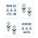 preview thumbnail 1 of 4, Sweet Jojo Designs Grey Navy Blue Mint Woodland Mod Arrow Collection Wall Decor Art Prints (Set of 4) - Dream Big