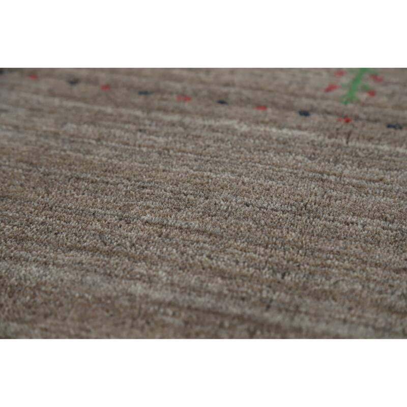 Hand Knotted Oriental 100% Wool Carpet Tribal Animal Pictorial Greys & Charcoal Gabbeh Area Rug - 7' 9'' X 5' 0''