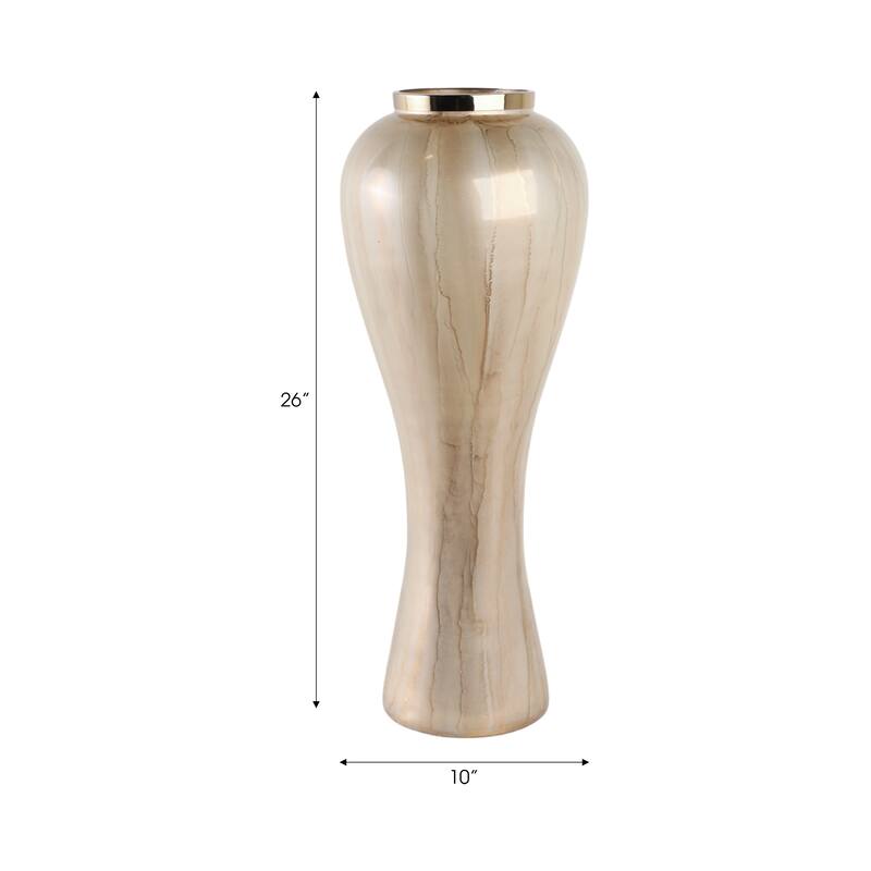 Glass Floor Vase with Tapered Body Rounded Lip Modern Glam Accent