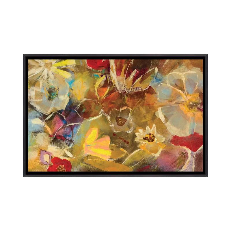 iCanvas "Chalkboard Flowers I" by Julian Spencer Framed - Ebony - 26x40