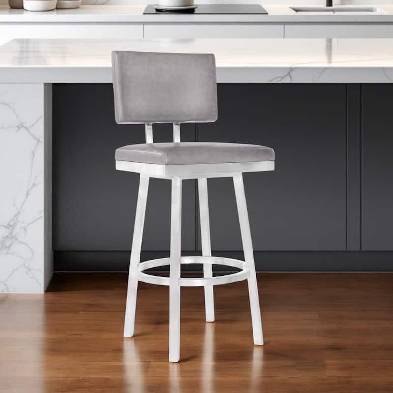 26" Modern Light Grey Counter Height Bar Chair with Swivel and Comfortable Upholstered Seat - 39.5”H x 19.5”W x 18.5"D