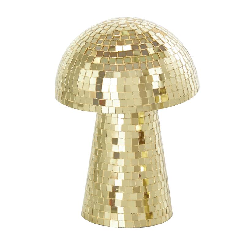 Glass Mushroom Handmade Mosaic Mirrored Decorative Sculpture - Set of 2 Gold or Silver - Roche River Decor