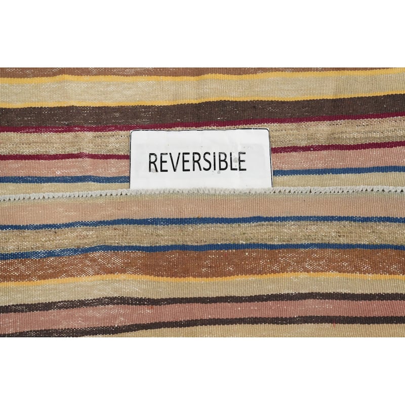 Hand Woven Oriental 100% Wool Carpet Southwestern Geometric Multi-Colored Kilim Area Rug - 9' 0'' X 5' 10''