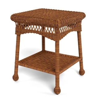 Portside Southwest Amber Square Outdoor Wicker Side Table