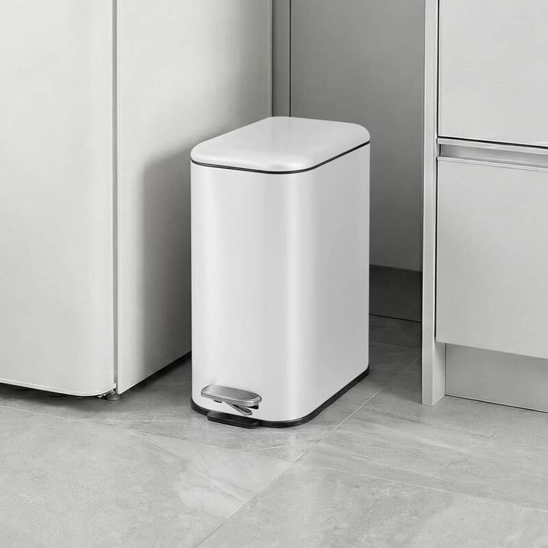 1.3 Gallons Trash Can, Step Garbage Can for Bathroom, Bedroom, Office, Kitchen - White