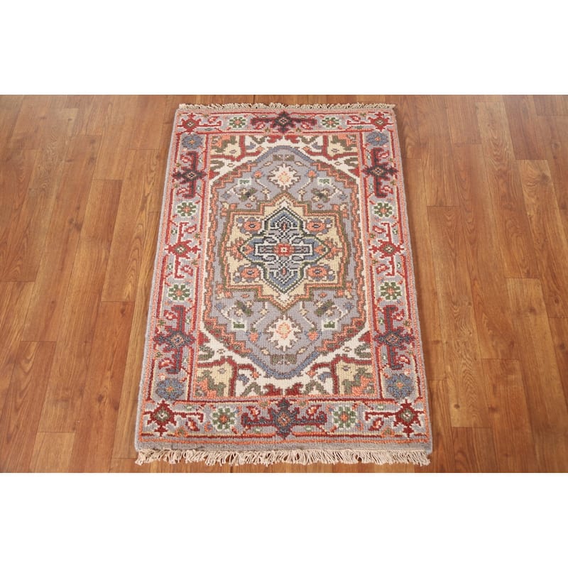 Gray Heriz Serapi Indian Accent Area Rug Hand-knotted Wool Carpet - 2'0"x 3'0"