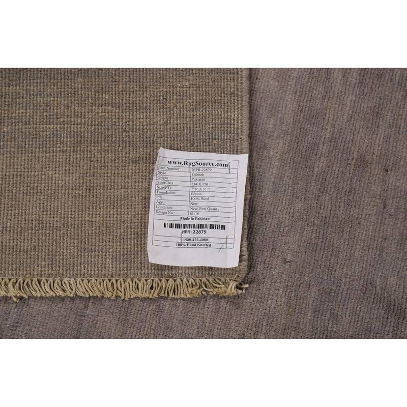 Gray Modern Gabbeh Oriental Area Rug Hand-Knotted Wool Carpet - 5'7"x 7'8"