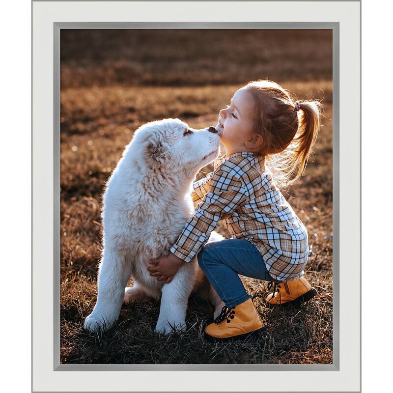 Eva Black Silver Narrow Framed Picture Frame, Photo Frame - 18x22 - Eva White Silver Narrow