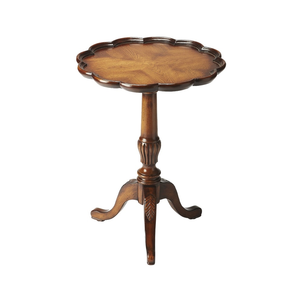 Offex  Traditional Round Wooden Pedestal Table in Vintage Oak Finish - Medium Brown