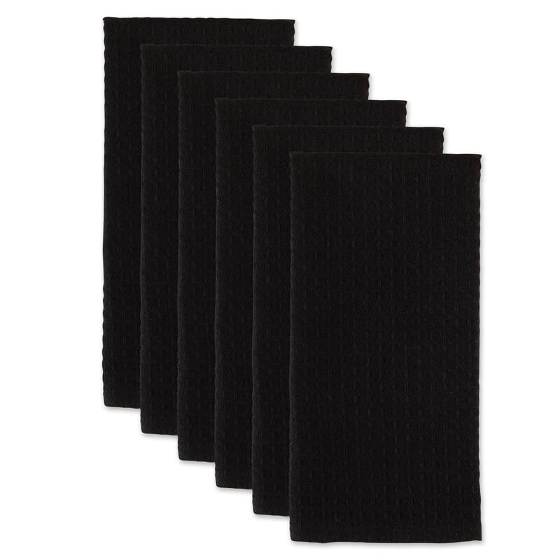 DII Black Recycled Cotton Waffle Dishtowel (Set of 6)
