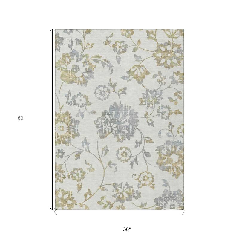 HomeRoots Floral Transitional Rectangle Outdoor Rug