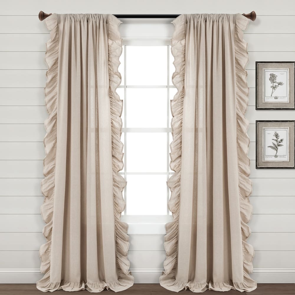 Lush Decor Linen Ruffle Window Curtain Panel (Single)