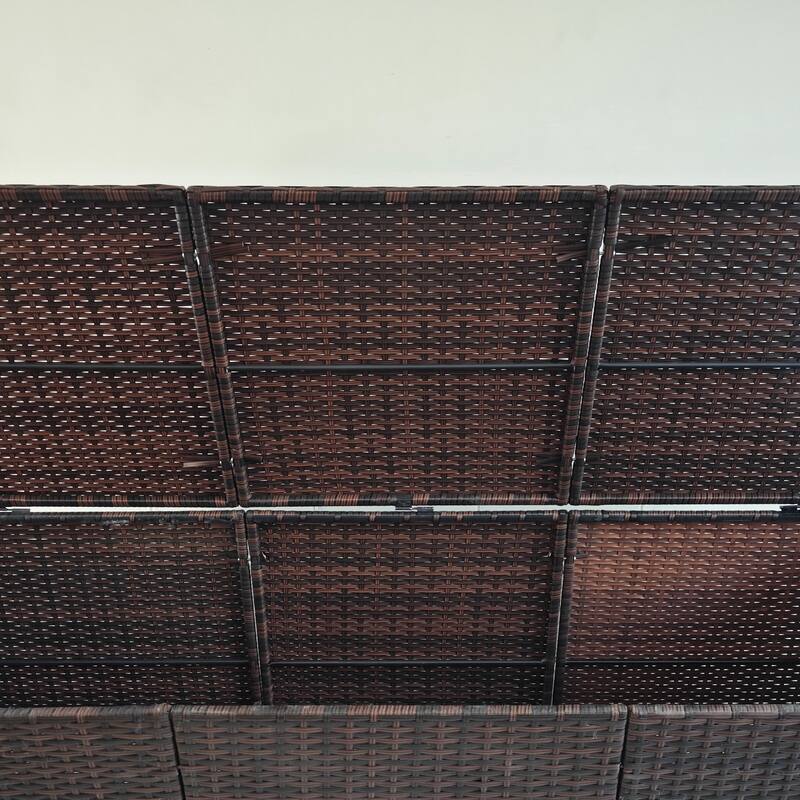 Outsunny Outdoor Storage Box with Inner Liner, PE Rattan Wicker Deck Box with Pneumatic Bar Lift