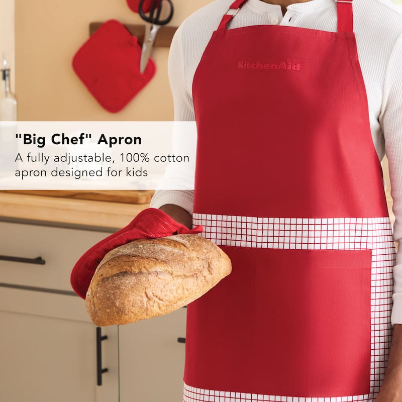 KITCHENAID Gourmet Series Gridlines Big Chef Apron, Water & Stain Resistant
