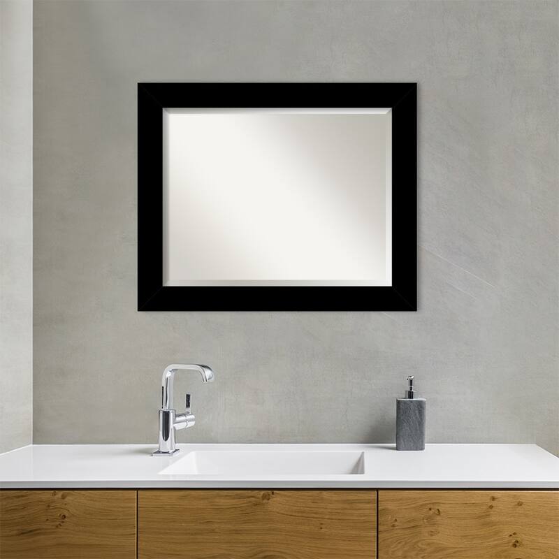 Basic Beveled Wood Framed Bathroom Vanity Wall Mirror