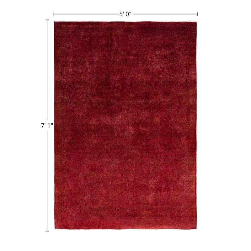 Overdyed One-of-a-Kind Hand-Knotted Area Rug - Red - 5' 0" x 7' 1"
