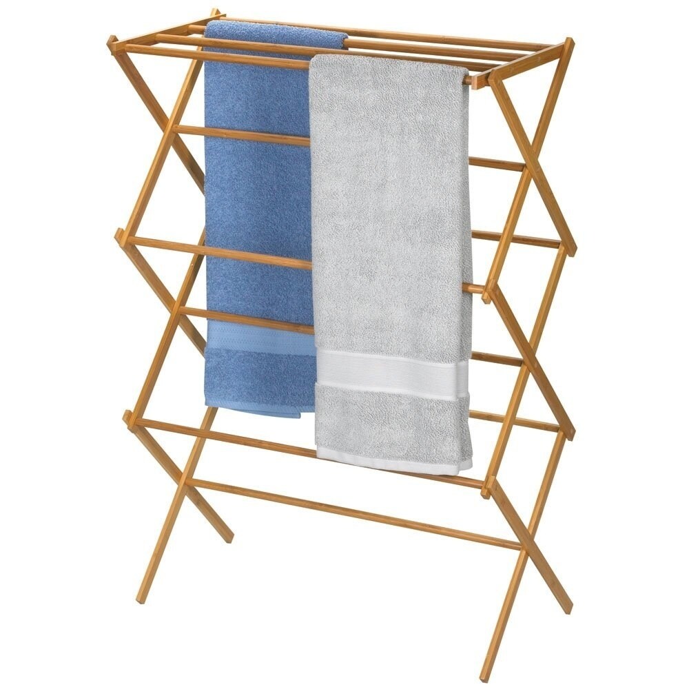 Set of 2 Ecolife Laundry Clothesline Hanging Rack for Drying Clothing Set of 20 Stainless Steel Clothespins Round