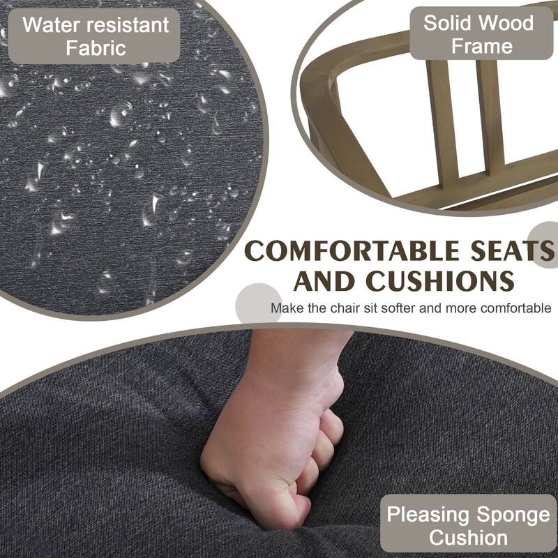 Outdoor Teak Wood Loveseat Sofa with Water-Resistant Cushions